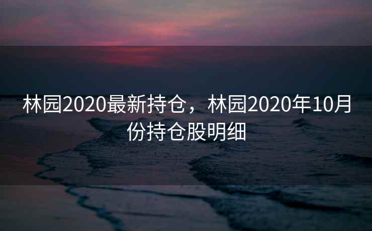 林园2020最新持仓，林园2020年10月份持仓股明细