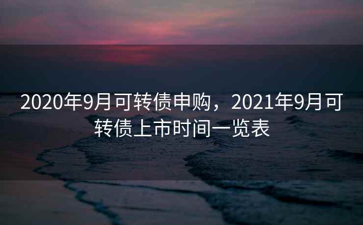 2020年9月可转债申购，2021年9月可转债上市时间一览表